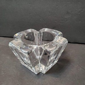 Orrefors Max Crystal Votive Candle Holder, Sweden, Minimalist Cross Shape Signed